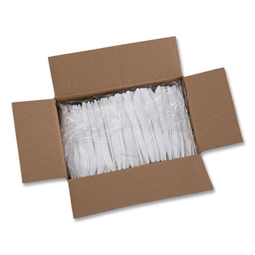 Heavyweight Polypropylene Cutlery, Knife, Plastic, White, 1,000/carton