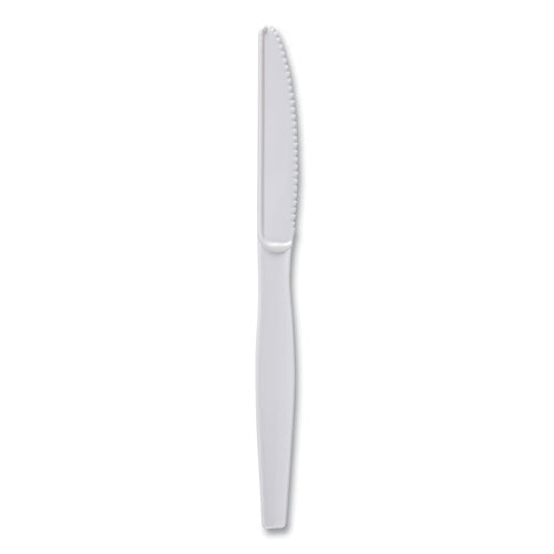 Heavyweight Polystyrene Cutlery, Knife, Plastic, White, 1,000/carton