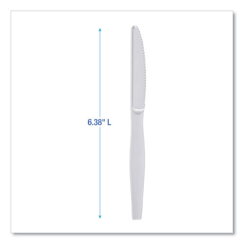 Heavyweight Polystyrene Cutlery, Knife, Plastic, White, 1,000/carton