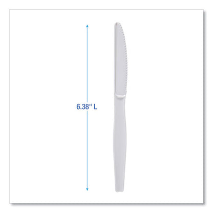 Heavyweight Polystyrene Cutlery, Knife, Plastic, White, 1,000/carton