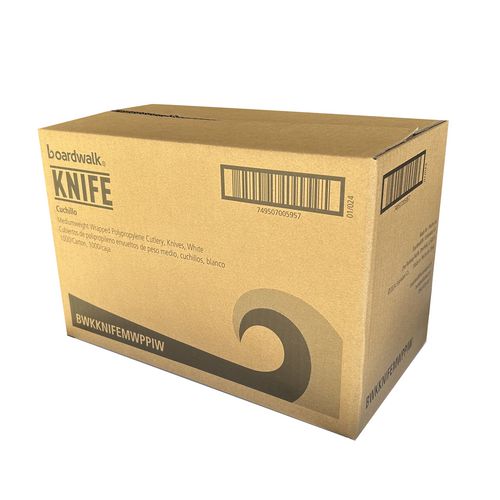 Mediumweight Wrapped Polypropylene Cutlery, Knife, 5.86", Plastic, White, 1,000/carton
