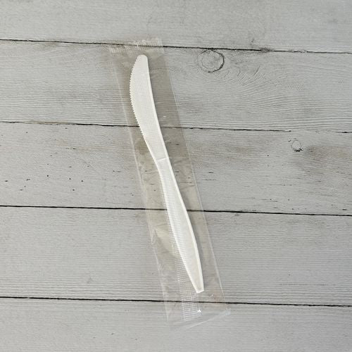 Mediumweight Wrapped Polypropylene Cutlery, Knife, 5.86", Plastic, White, 1,000/carton