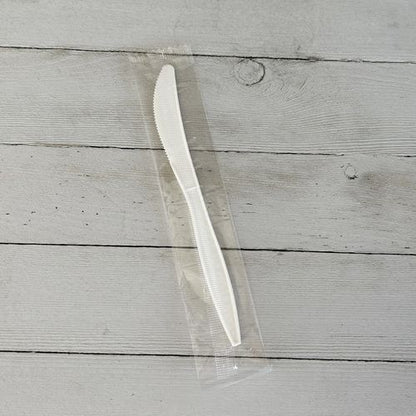 Mediumweight Wrapped Polypropylene Cutlery, Knife, 5.86", Plastic, White, 1,000/carton