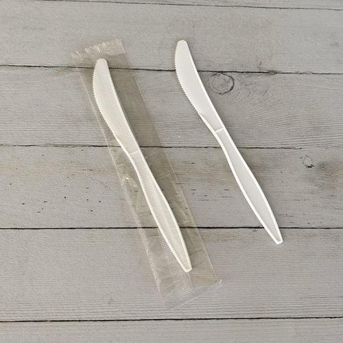 Mediumweight Wrapped Polypropylene Cutlery, Knife, 5.86", Plastic, White, 1,000/carton