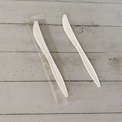 Mediumweight Wrapped Polypropylene Cutlery, Knife, 5.86", Plastic, White, 1,000/carton
