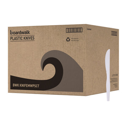 Mediumweight Polystyrene Cutlery, Knife, Plastic, White, 100/box, 10 Boxes/carton
