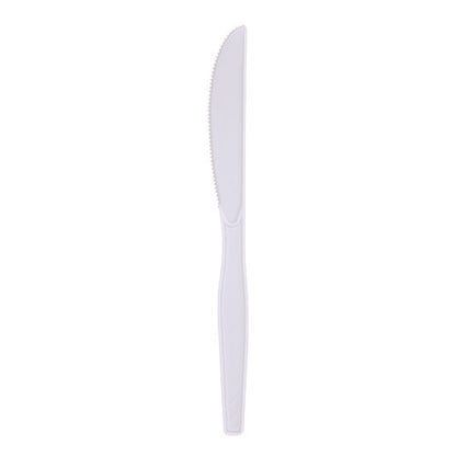 Mediumweight Polystyrene Cutlery, Knife, Plastic, White, 100/box, 10 Boxes/carton