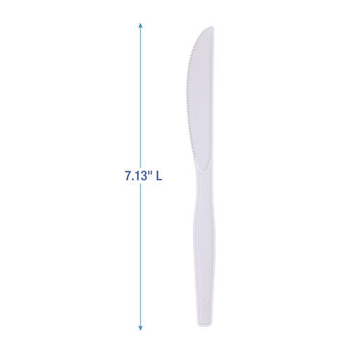 Mediumweight Polystyrene Cutlery, Knife, Plastic, White, 100/box, 10 Boxes/carton