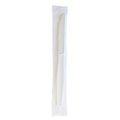 Heavyweight Wrapped Polystyrene Cutlery, Knife, Plastic, White, 1,000/carton