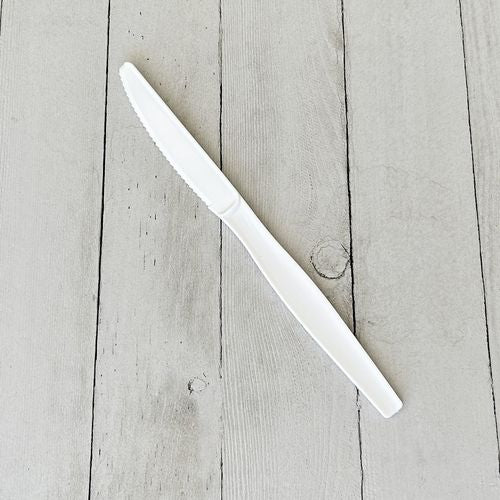 Heavyweight Wrapped Polystyrene Cutlery, Knife, Plastic, White, 1,000/carton