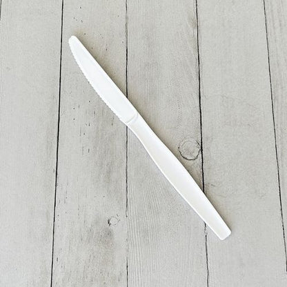 Heavyweight Wrapped Polystyrene Cutlery, Knife, Plastic, White, 1,000/carton