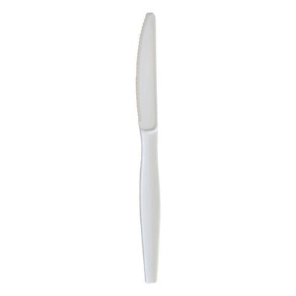 Heavyweight Wrapped Polystyrene Cutlery, Knife, Plastic, White, 1,000/carton