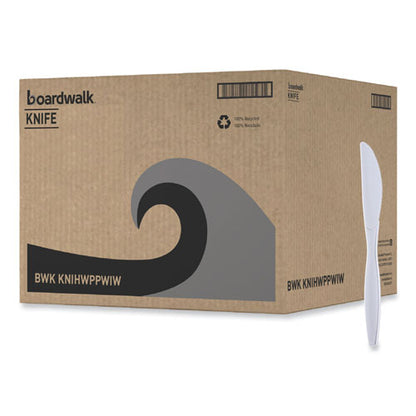 Heavyweight Wrapped Polypropylene Cutlery, Knife, Plastic, White, 1,000/carton