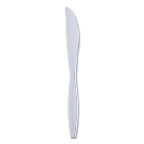 Heavyweight Wrapped Polypropylene Cutlery, Knife, Plastic, White, 1,000/carton