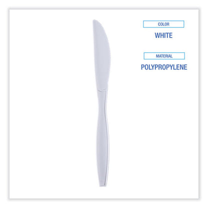Heavyweight Wrapped Polypropylene Cutlery, Knife, Plastic, White, 1,000/carton