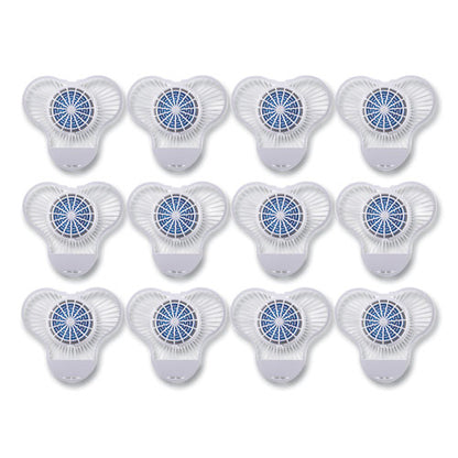Urinal Screen With Non-para Deodorizer Block, Green Apple Scent, Blue/white, 3.25 Oz, 12/box