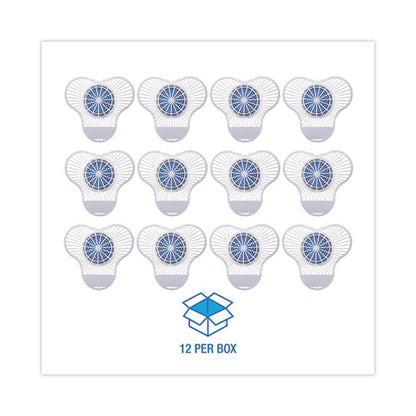 Urinal Screen With Non-para Deodorizer Block, Green Apple Scent, Blue/white, 3.25 Oz, 12/box