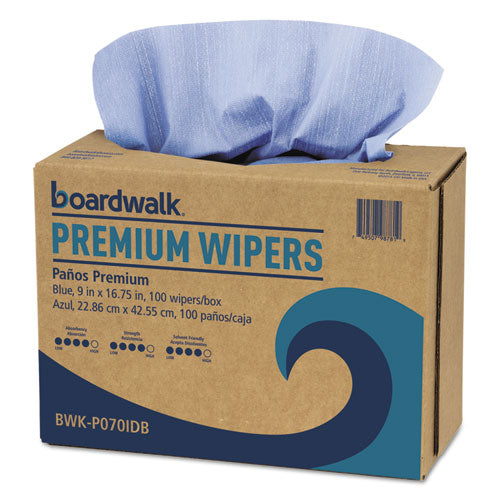 Hydrospun Wipers, 8.26 X 16.75, Blue, 100 Wipes/box, 10 Boxes/carton