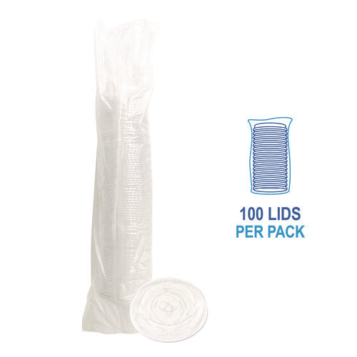 Crystal-clear Cold Cup Straw-slot Lids, Fits 9 Oz Squat/12 Oz Cold Cups, Plastic, Clear, 100/pack