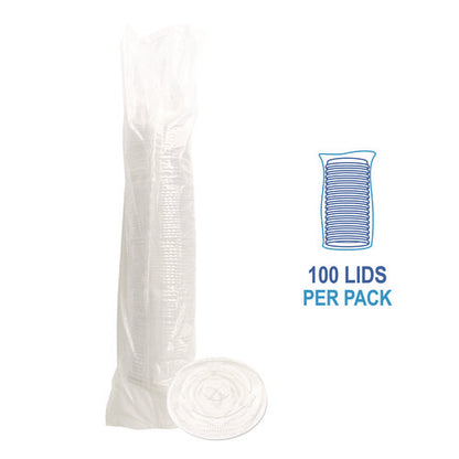 Crystal-clear Cold Cup Straw-slot Lids, Fits 9 Oz Squat/12 Oz Cold Cups, Plastic, Clear, 100/pack