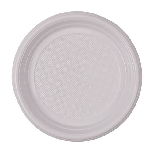 Hi-impact Plastic Dinnerware, Plate, 9" Dia, White, 500/carton