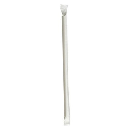 Wrapped Jumbo Paper Straws, 7.75", Paper, White, 320/pack, 4 Packs/carton