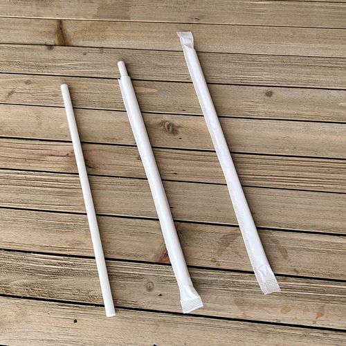 Wrapped Jumbo Paper Straws, 7.75", Paper, White, 320/pack, 4 Packs/carton