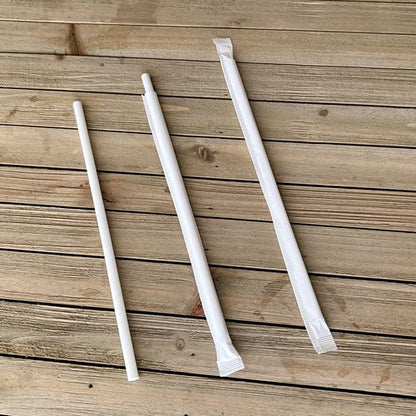 Wrapped Jumbo Paper Straws, 7.75", Paper, White, 320/pack, 4 Packs/carton