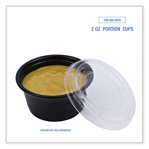 Souffle/portion Cup Lids, Fits 1.5 Oz And 2 Oz Portion Cups, Plastic, Clear, 2,500/carton