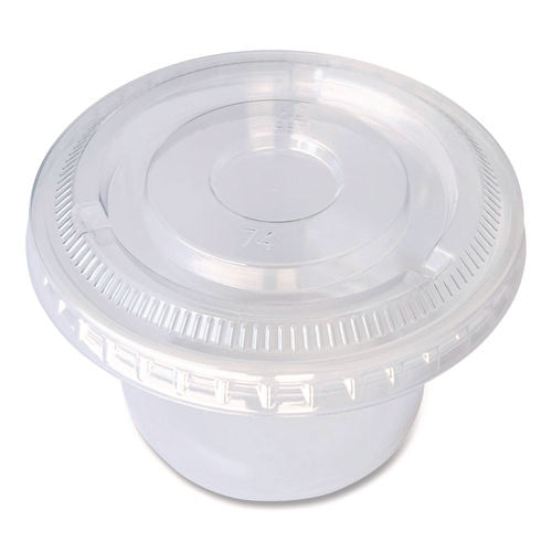 Souffle/portion Cup Lids, Fits 3.25 Oz To 5.5 Oz Portion Cups, Plastic, Clear, 2,500/carton