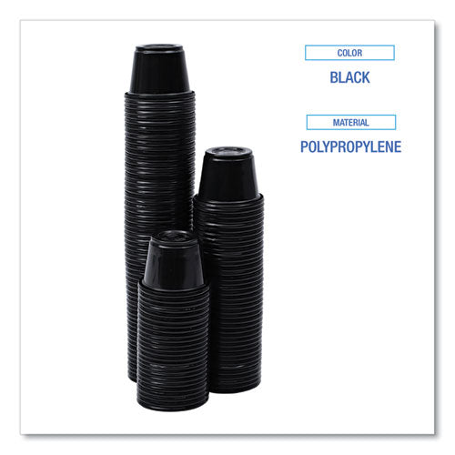 Souffle/portion Cups, 1 Oz, Plastic, Black, 125/sleeve, 20 Sleeves/carton