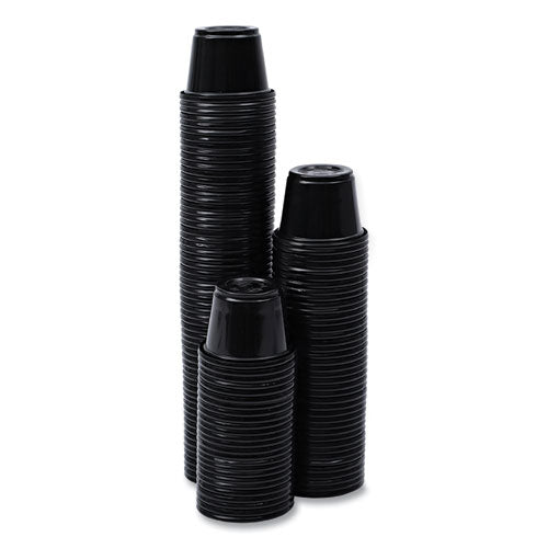 Souffle/portion Cups, 1 Oz, Plastic, Black, 125/sleeve, 20 Sleeves/carton
