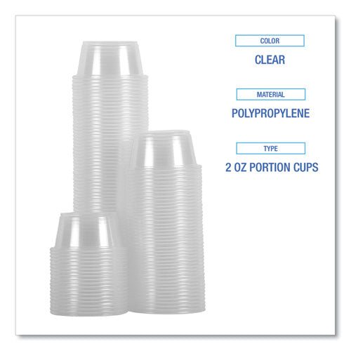 Souffle/portion Cups, 2 Oz, Plastic, Clear, 125/sleeve, 20 Sleeves/carton