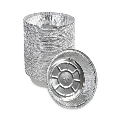 Round Aluminum To-go Containers, 250 Gauge, 24 Oz, 7" Diameter X 1.47" H, Silver, 500/carton