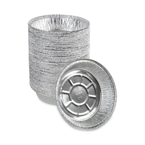 Round Aluminum To-go Containers, 250 Gauge, 24 Oz, 7" Diameter X 1.47" H, Silver, 500/carton
