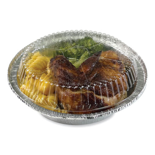 Round Aluminum To-go Container Lids, Dome Lid, 7" Diameter, Clear, Plastic, 500/carton