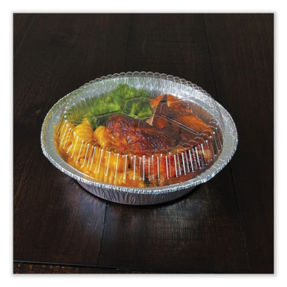 Round Aluminum To-go Container Lids, Dome Lid, 7" Diameter, Clear, Plastic, 500/carton