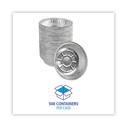 Round Aluminum To-go Containers, 250 Gauge, 24 Oz, 7" Diameter X 1.47" H, Silver, 500/carton