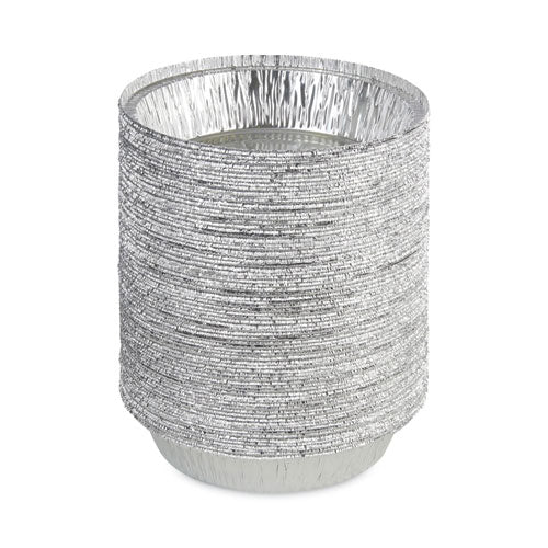 Round Aluminum To-go Containers, 250 Gauge, 24 Oz, 7" Diameter X 1.47" H, Silver, 500/carton