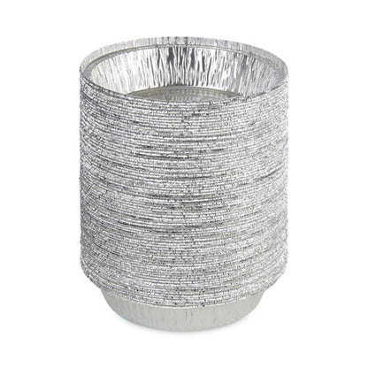 Round Aluminum To-go Containers, 250 Gauge, 24 Oz, 7" Diameter X 1.47" H, Silver, 500/carton