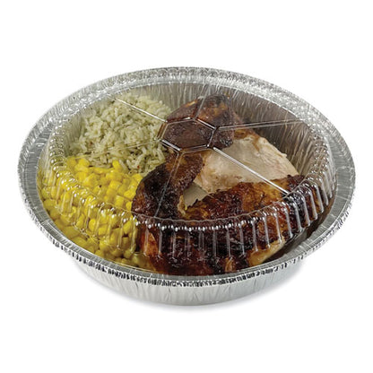 Round Aluminum To-go Container Lids, Dome Lid, 9" Diameter, Clear, Plastic, 500/carton
