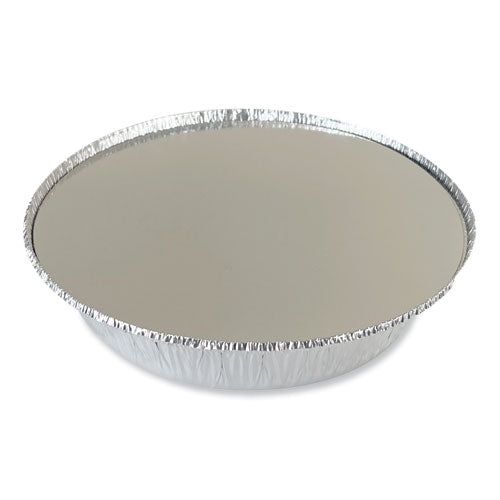 Round Aluminum To-go Containers With Lid, 48 Oz, 9" Diameter X 1.66" H, Silver, 200/carton