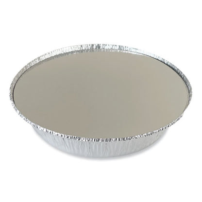Round Aluminum To-go Containers With Lid, 48 Oz, 9" Diameter X 1.66" H, Silver, 200/carton