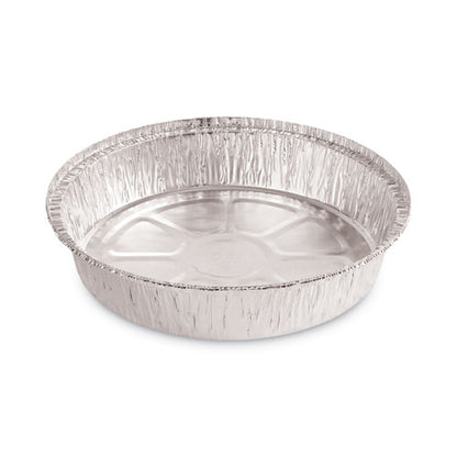 Round Aluminum To-go Containers, 300 Gauge, 48 Oz, 9" Diameter X 1.66" H, Silver, 500/carton