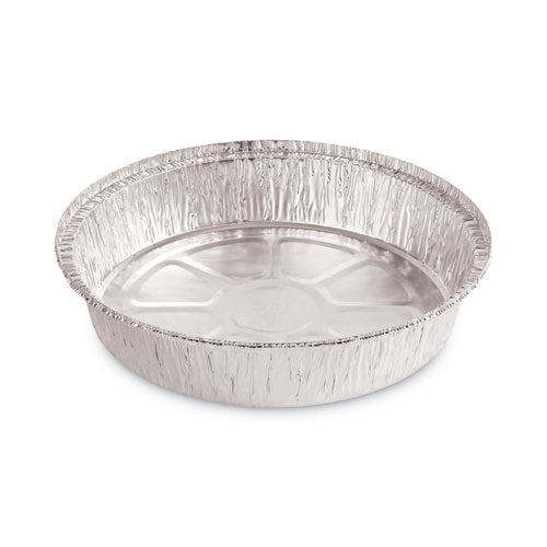 Round Aluminum To-go Containers, 300 Gauge, 48 Oz, 9" Diameter X 1.66" H, Silver, 500/carton