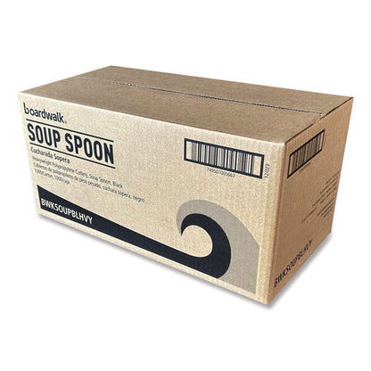Heavyweight Polypropylene Cutlery, Soup Spoon, Plastic, Black, 1,000/carton