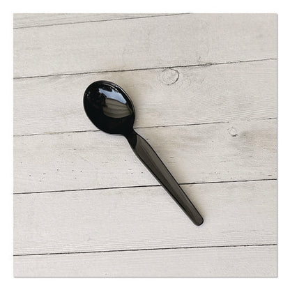 Heavyweight Polypropylene Cutlery, Soup Spoon, Plastic, Black, 1,000/carton