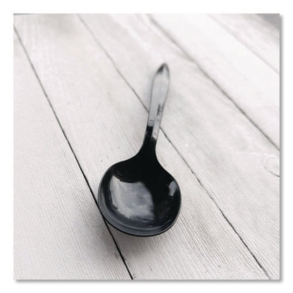 Heavyweight Polypropylene Cutlery, Soup Spoon, Plastic, Black, 1,000/carton