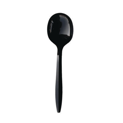 Mediumweight Polypropylene Cutlery, Soup Spoon, Plastic, Black, 1,000/carton