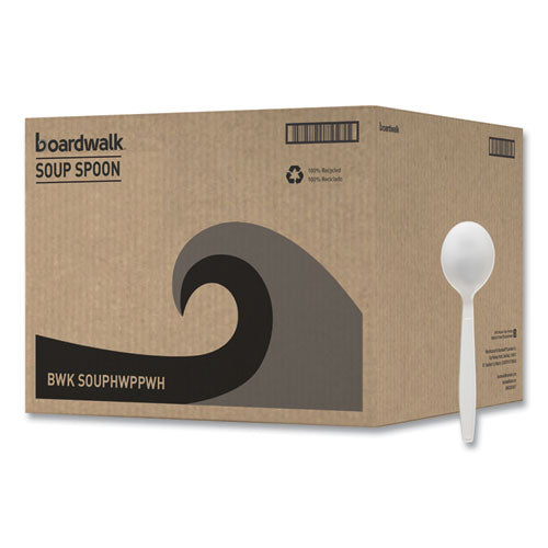 Heavyweight Polypropylene Cutlery, Soup Spoon, Plastic, White, 1,000/carton